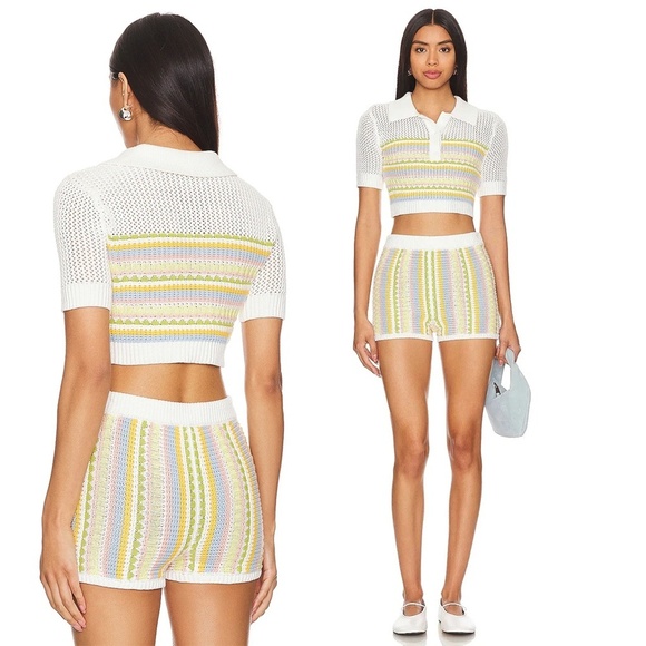 LOVERS AND FRIENDS | Shelly Knit Crochet Short in Light Yellow Multi | Size M - Picture 2 of 8